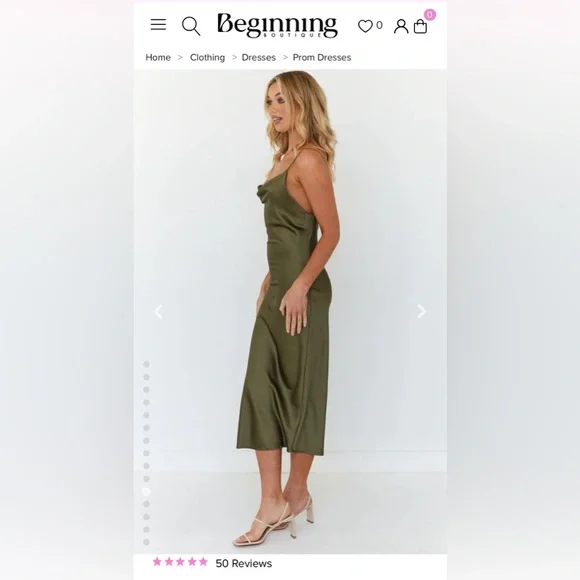 Beginning Boutique | Dresses | Beginning Boutique Green Satin Dress |  Poshmark